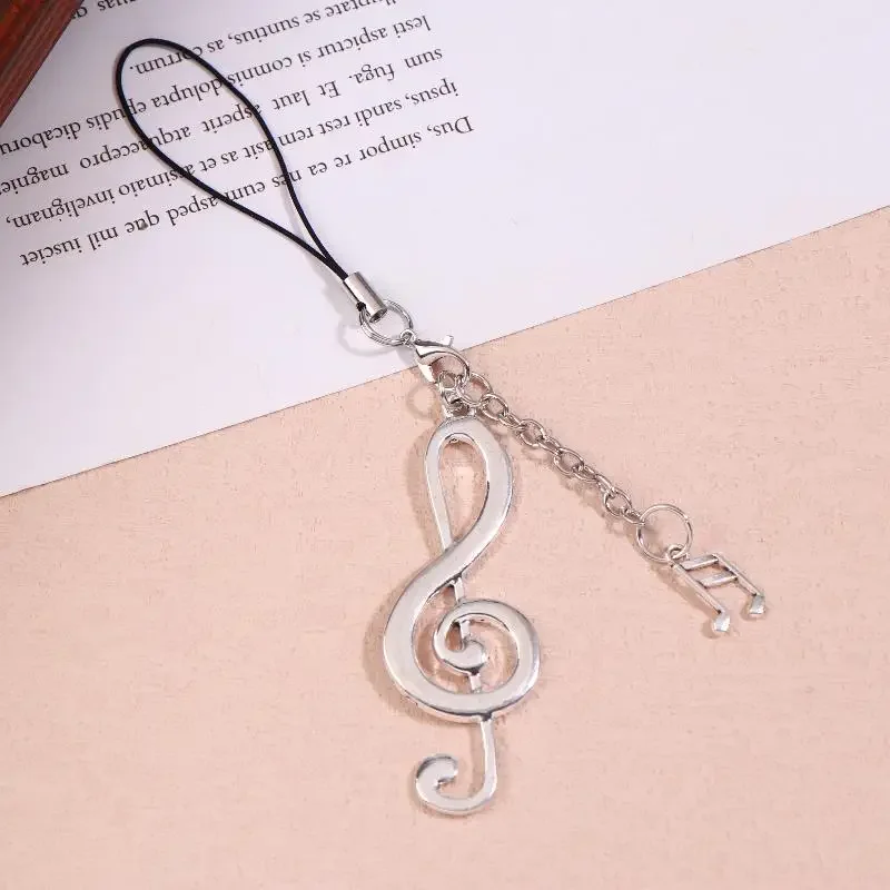 1/2Pcs Y2K Vintage Musical Note Mobile Phone Lanyard Trendy Metal Musical Note Phone Chain Keyring Charm Pendant Gifts