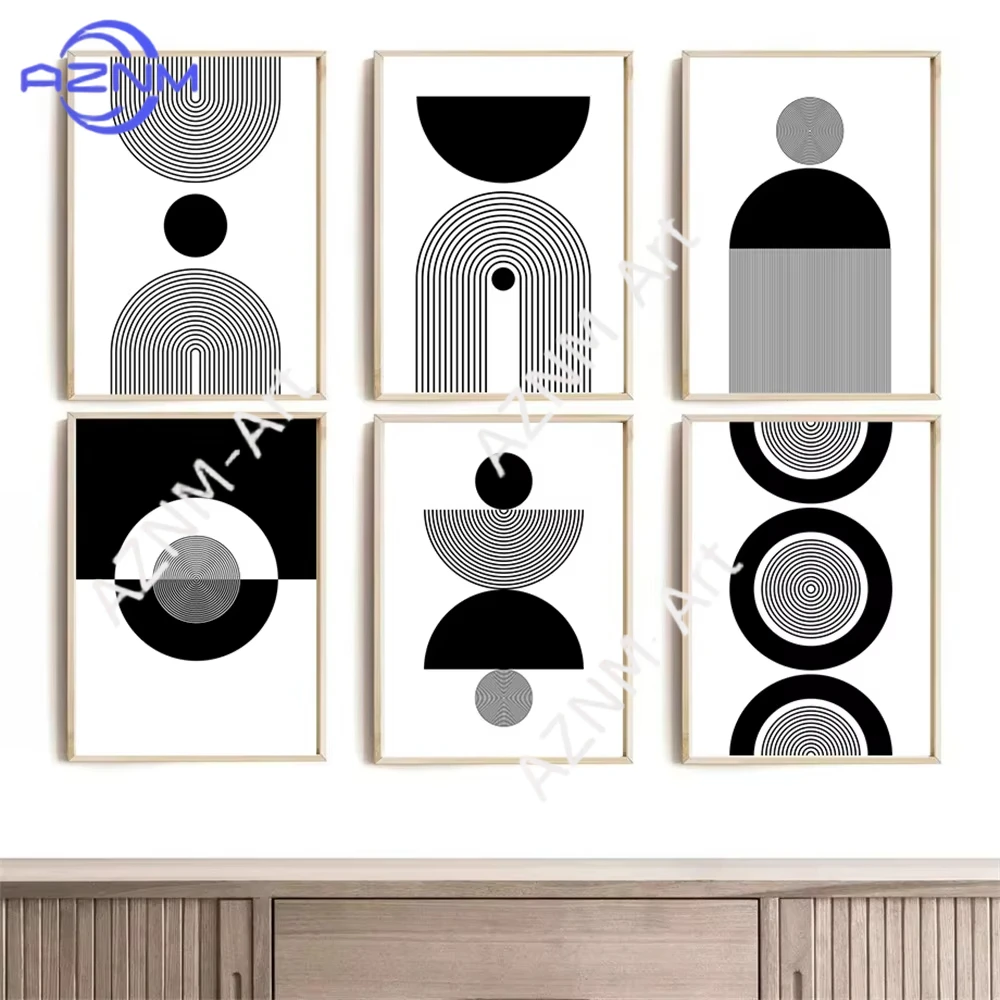 1/6 Stück Abstrakte Geometrische Linien Leinwand Poster Drucke Moderne Mode Kunstbild Wohnzimmer Heimdekoration