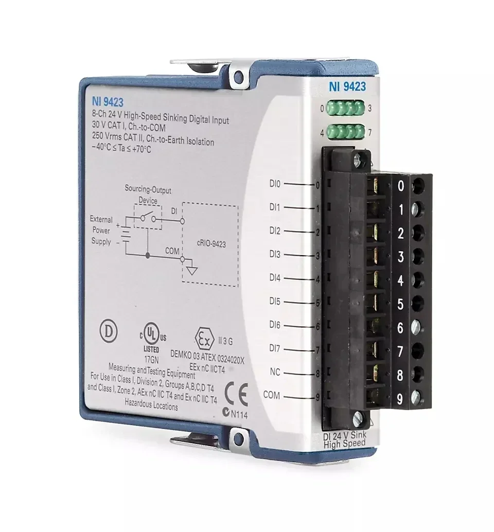 

2025 American NI 9423 8-Channel 30V 1μs Drain Digital Input Module 779009-01