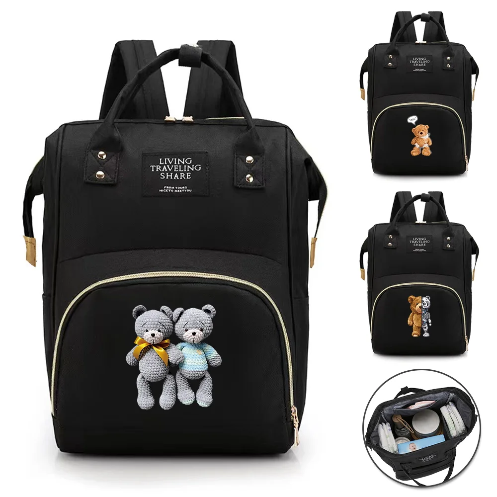 

Maternity Backpack Large Capacity Fashion Infant Products Storage Pack for Quick Outing Nappy Changing Bag Bear Series