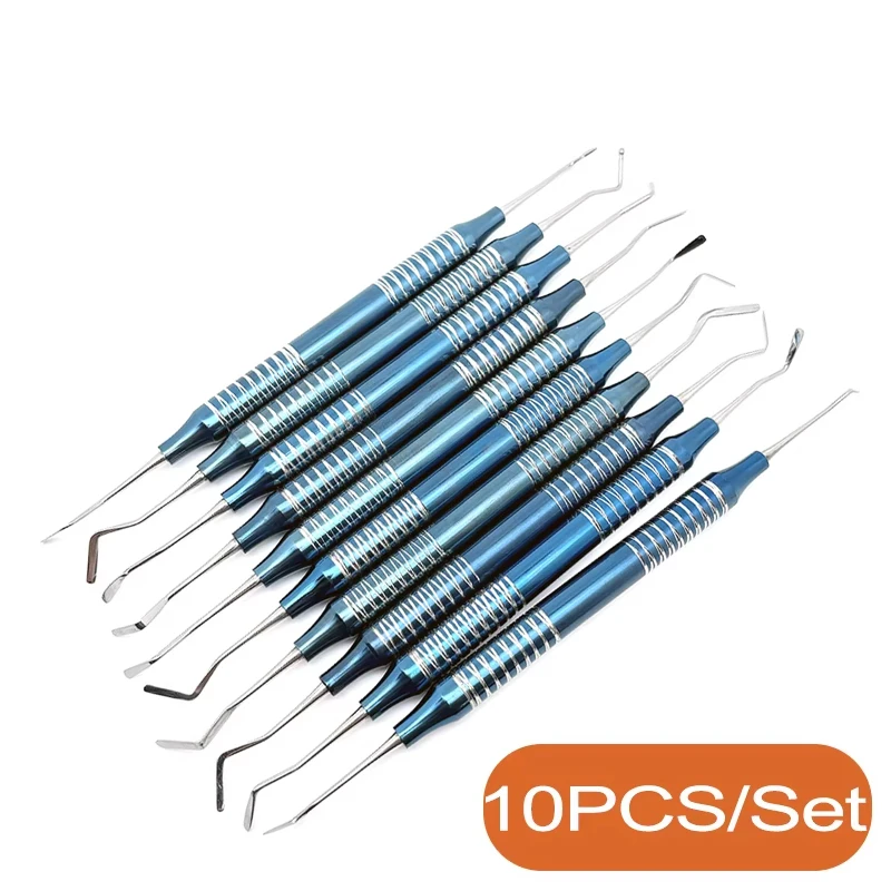 

10Pcs Dental Composite Resin Filling Spatula Dental stainless steel blue plating Aesthetic Restoration Kit Dentistry Instrument