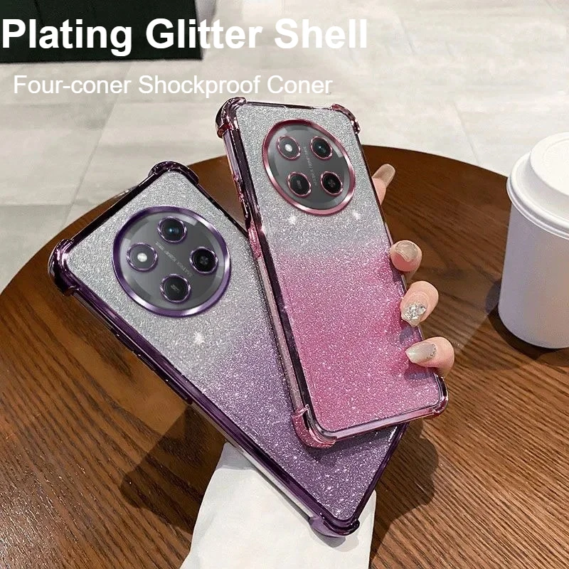 حافظة عصرية فاخرة متدرجة لامعة لهاتف Honor Magic 8 Pro 7 6 Lite X9/A/B/C وسادة هوائية بأربعة كونر لحماية غطاء مقاوم للصدمات