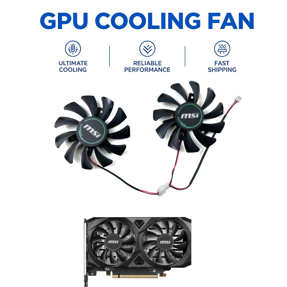 NEW Cooling Fan 75MM 2PIN HA8010H12F-Z RTX3050 GPU FAN For MSI GeForce RTX 3050 VENTUS 2X 6G OC video card fans