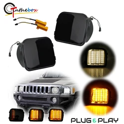 2x For Hummer H3 H3T 2006-2010 Front Bumper Corner Switchback White/Amber Sequential Led DRL Parking/Turn Signal Lights