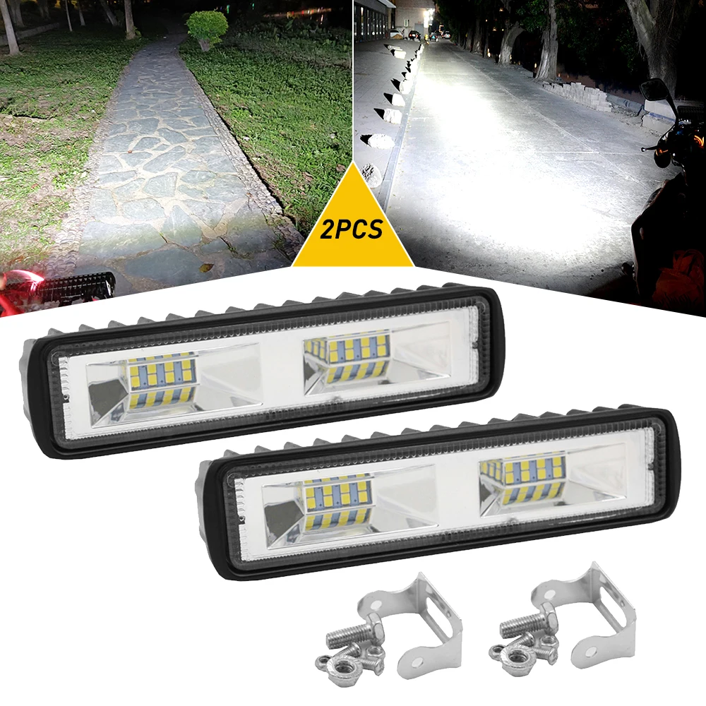 2Pcs 48W 6inch Car LED Headlight Work Light 12V 24V for Motorcycle Truck Boat Tractor Trailer Offroad Working Light Spotlight