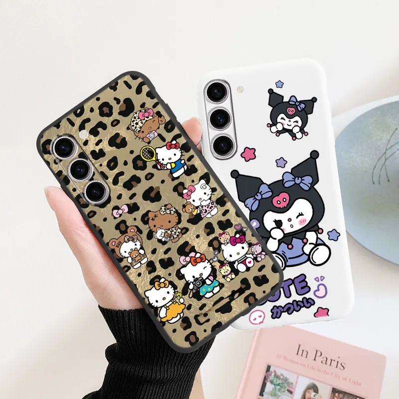 เคสโทรศัพท์ลายการ์ตูน Kuromi Kitty Cinnamoroll น่ารักสำหรับ Samsung S22 S21 S23 S24 S24 FE + S23 + S22 + S21 + PLUS ฝาซิลิโคนพิเศษ
