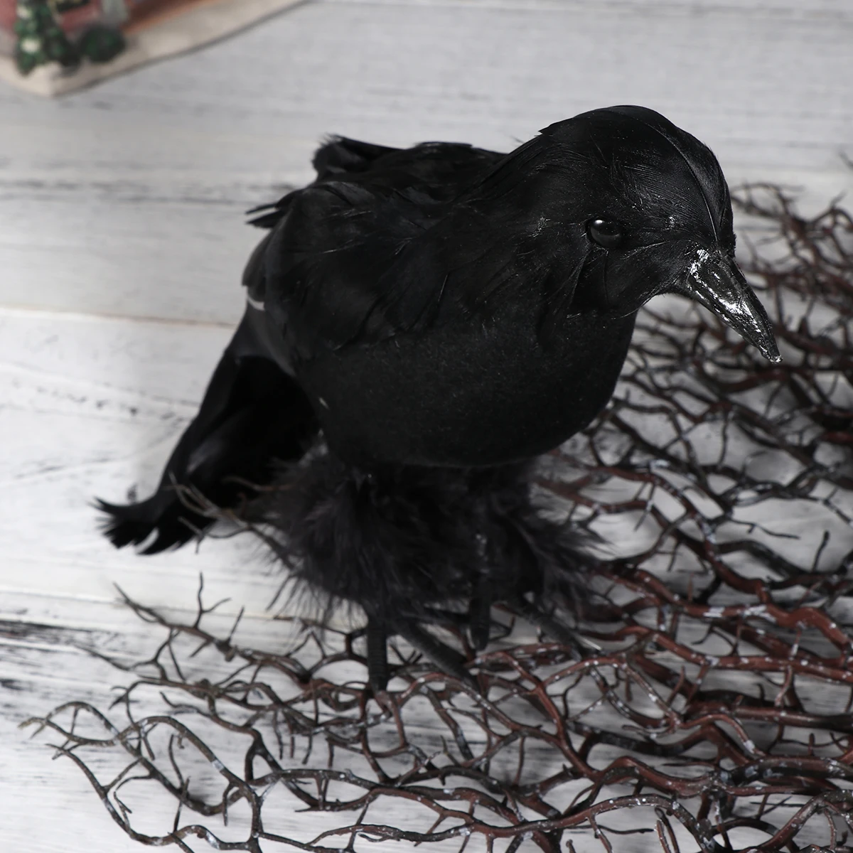

Simulation Crow Ornaments Halloween Decoration Wreath Stimulated Realistic Prop