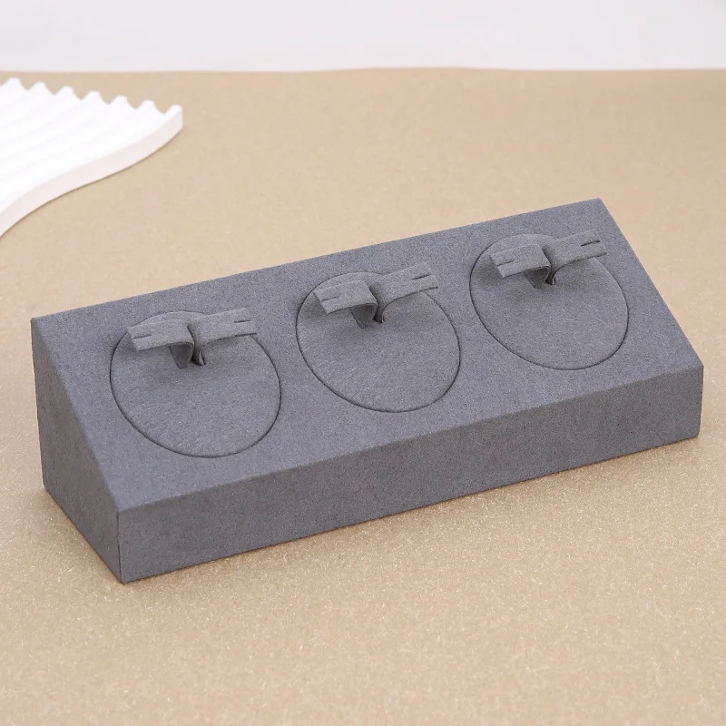 3 Slots Velvet Jewelry Display Stand, Necklace Earring Ring Holder, Jewelry Organizer for Home Retail Jewelry Packaging Display image 3