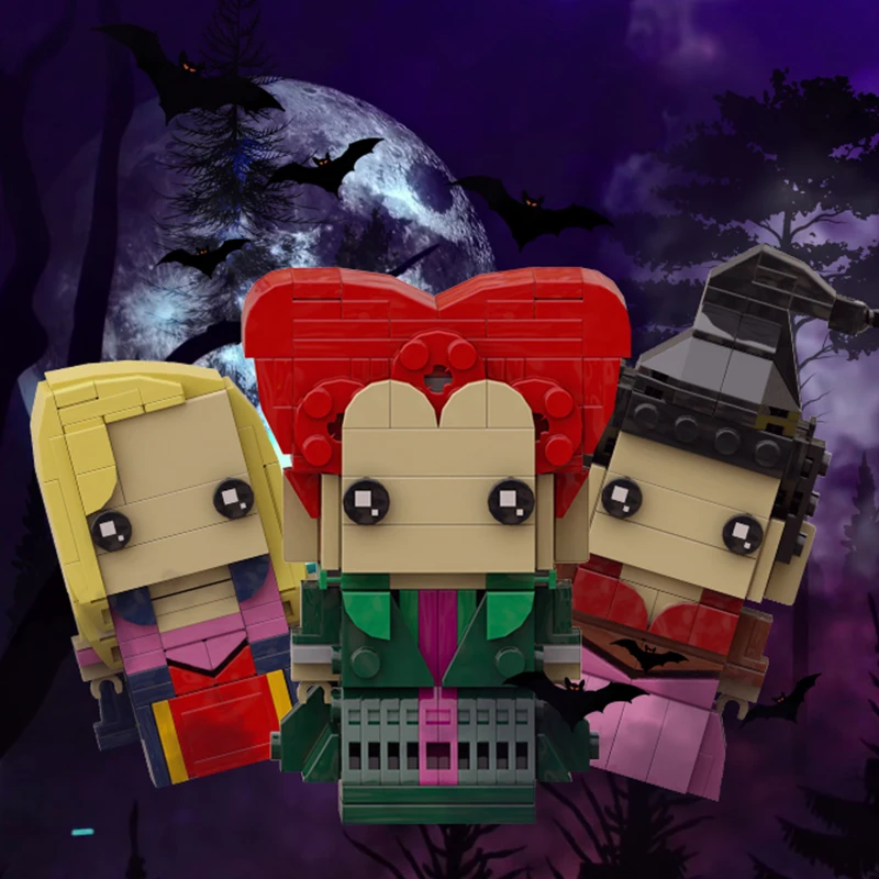 

MOC BrickHeadzs Hocus Pocused Action Figures Winifred Mary Sarah Building Blocks Movie Witch Three Sisters Bricks Toys Xmas Gift