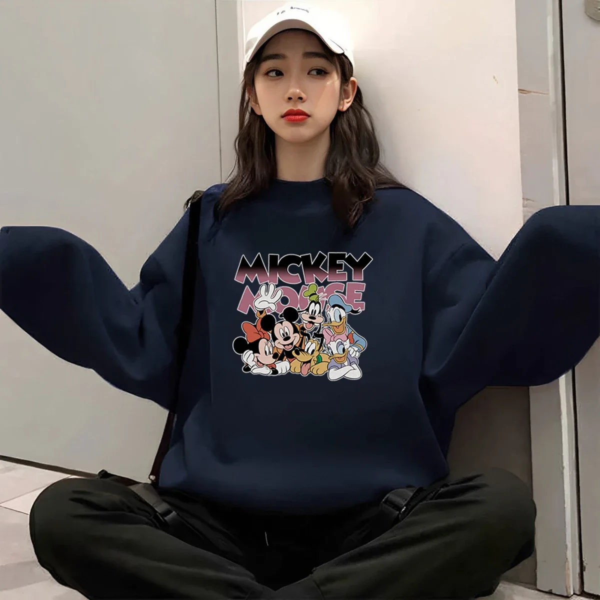 

Новинка 2025, повседневная модная спортивная толстовка с капюшоном Disney, осенне-зимняя серия в академическом стиле, унисекс для мальчиков и девочек