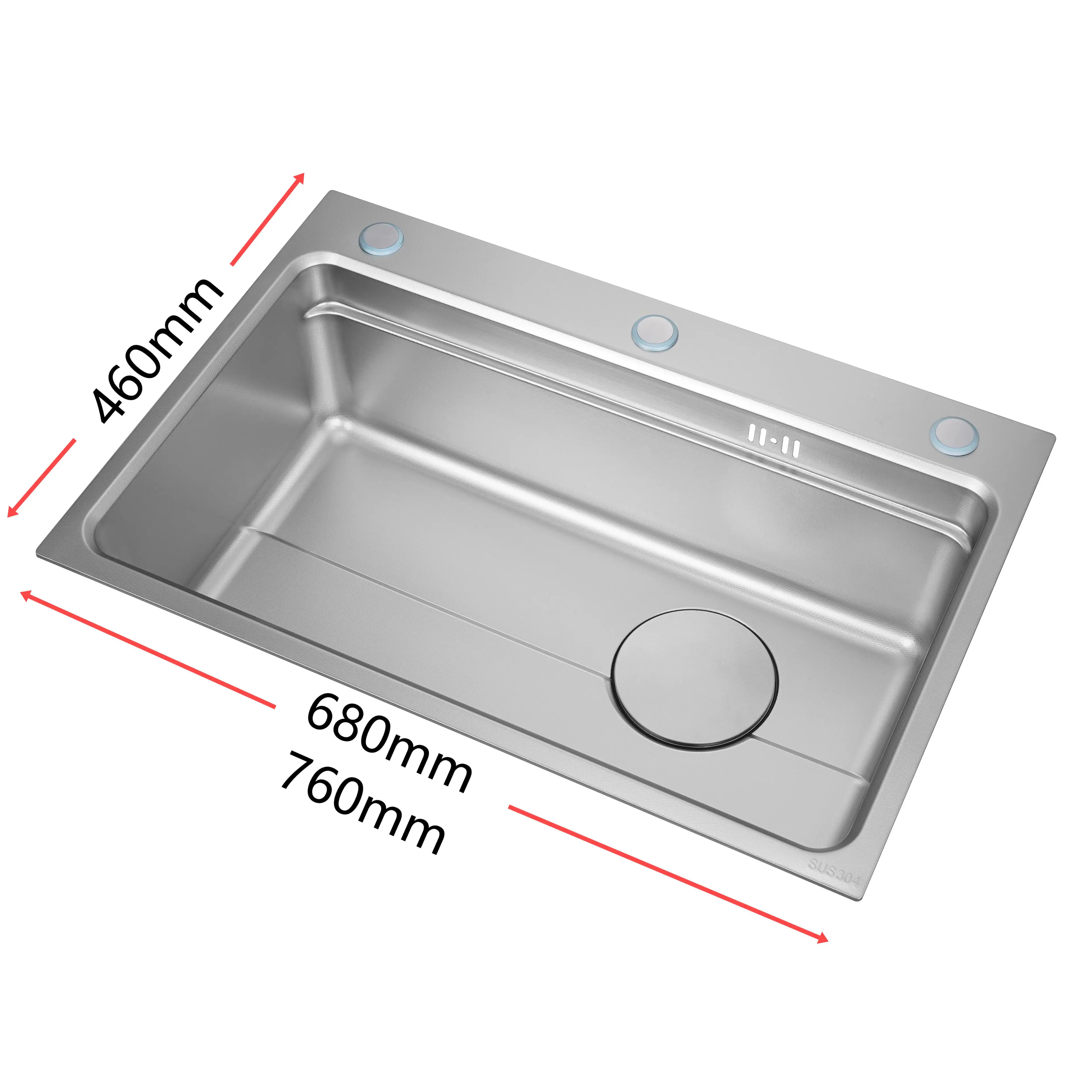 Smart 304 Stainless Steel Nano Black LED Waterfall With Multifunction & Cup Washer Kitchen Sink