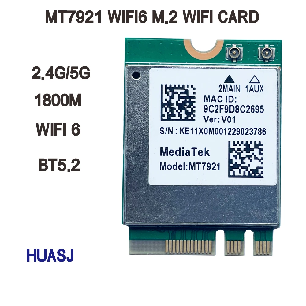 Wi-Fi 6   MT7921 1800M Bluetooth 5.2 desktop / notebook wireless wifi network card supports windows10 / 11