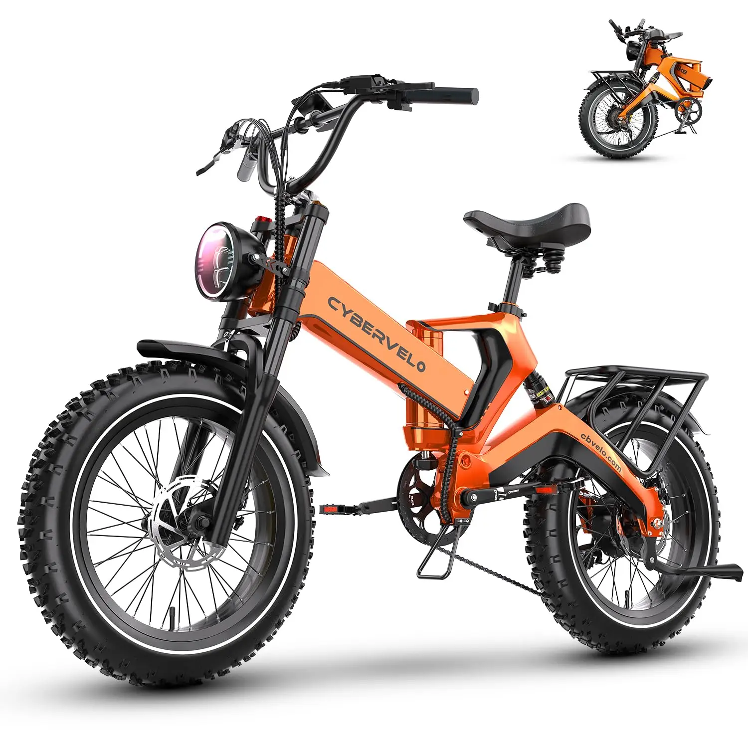 2000W Peak Motor, Foldable 25Ah Built-in Battery Electric Bicycle, 20“ Fat Tire Off road and Commute, 8-Speed smooth Shift Gear image 2