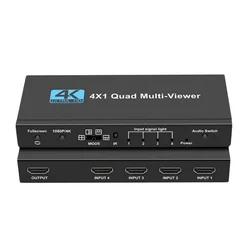 Multiviewer Switch 4x1 HDMI-Compatible Quad Seamless Switcher 4 In 1 Out Support 4K 30Hz For PS4 Camera Computer To TV Monitor