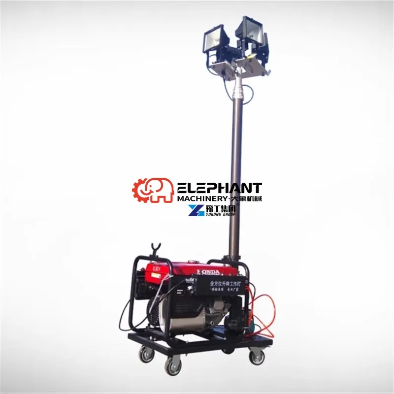 Construction Outdoor Trailer Mounted Mobile Lighting Tower with Diesel Generator for Temporary Working Illumination