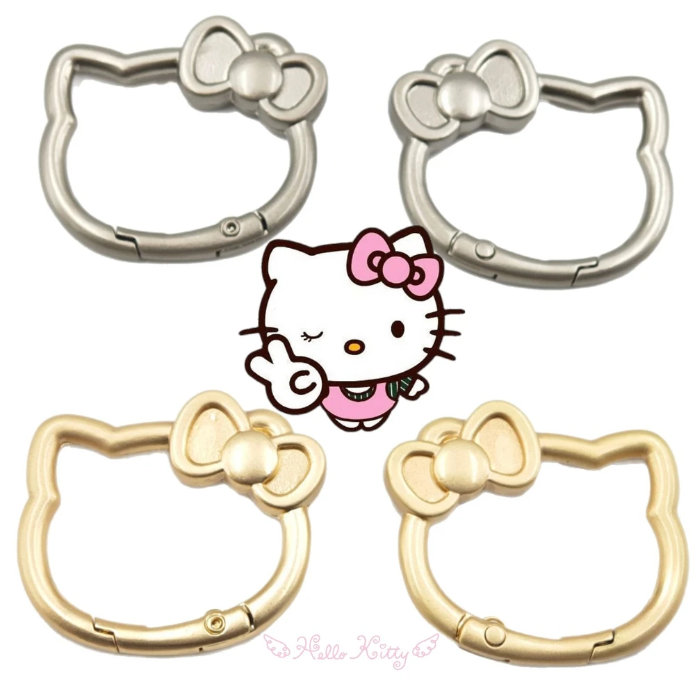 LLavero de gato de Metal de Hello Kitty, hebillas de resorte, accesorios de hebilla DIY, mosquetón que se puede abrir, cierre de llavero, Clips para bolsa, gancho a presión