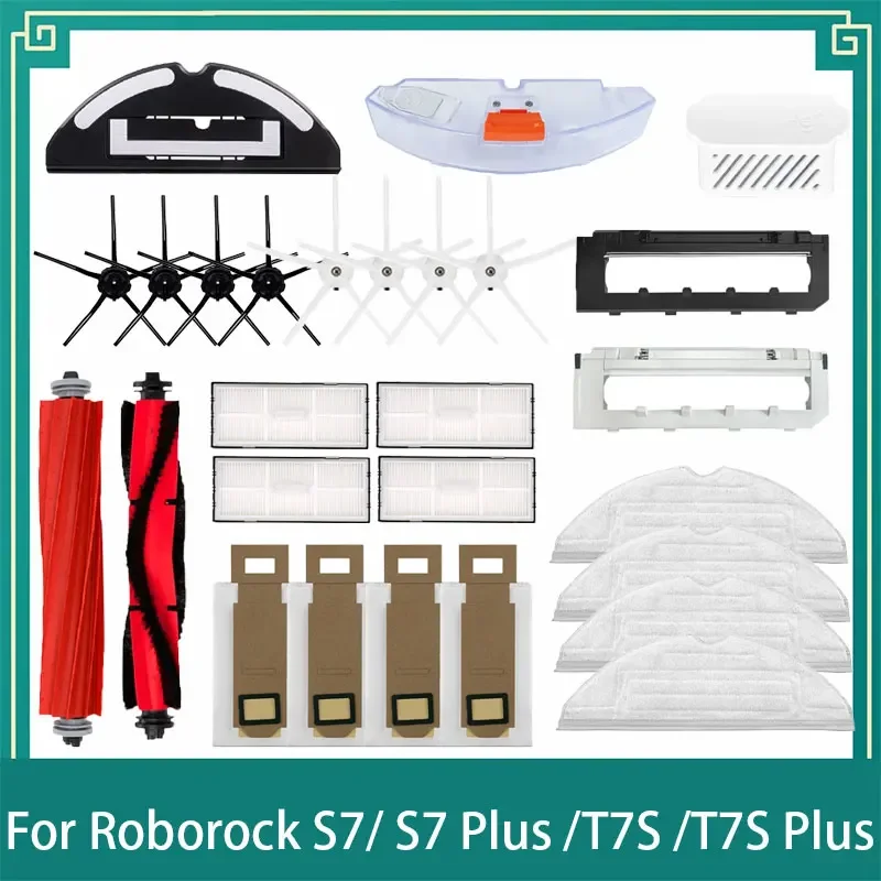 For Roborock S7 S70 S7 Plus T7S T7S Plus Main Side Brush Mops Cloths HEPA Filter Kit Robotic Vacuum Cleaner Accessories