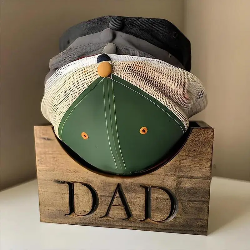 Wooden Hat Holder Rustic Baseball Caps Display Stand Hat Storage Rack Organizer For Bedroom Dad Grandpa Father's Day Gift