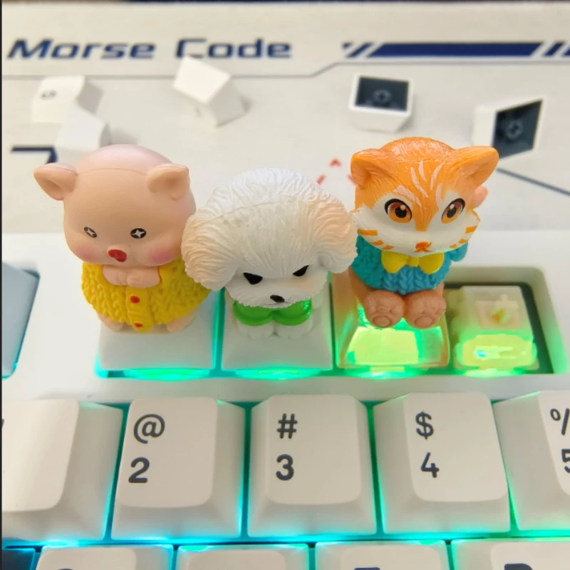 Lindo Artisan Keycap dibujos animados Animal Crossing Cherry perfil Keycaps para teclado mecánico eje transversal DIY personalizado Keycaps regalo