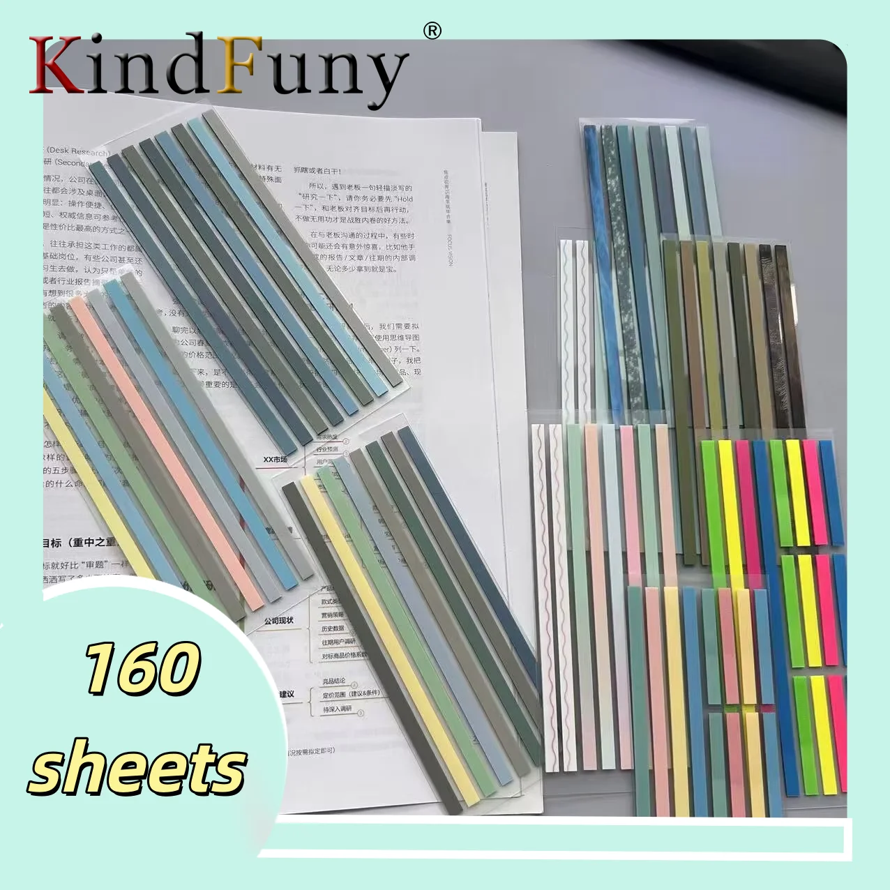 

PET Color Translucent Thin Long Strip Index Stickers Book Markers Reading Note Highlight Key Sentence Sticky Tabs for Notetaking
