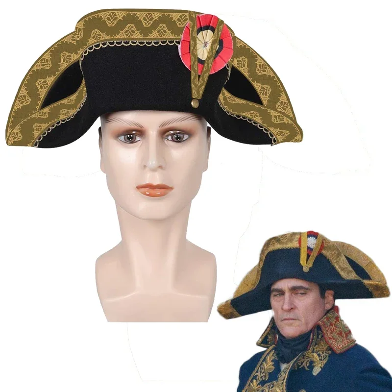 Adult President Bicorn Hat French Captains Cap Napoleon Cos Costume Accessory Boys Men Adult Halloween Carnival Disguise Props