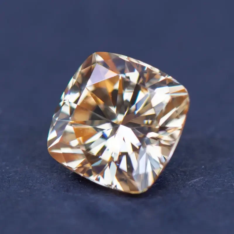 Almofada de pedra moissanite natural champanhe cor encantos pedra preciosa diy jóias avançadas anéis brincos fazendo com certificado