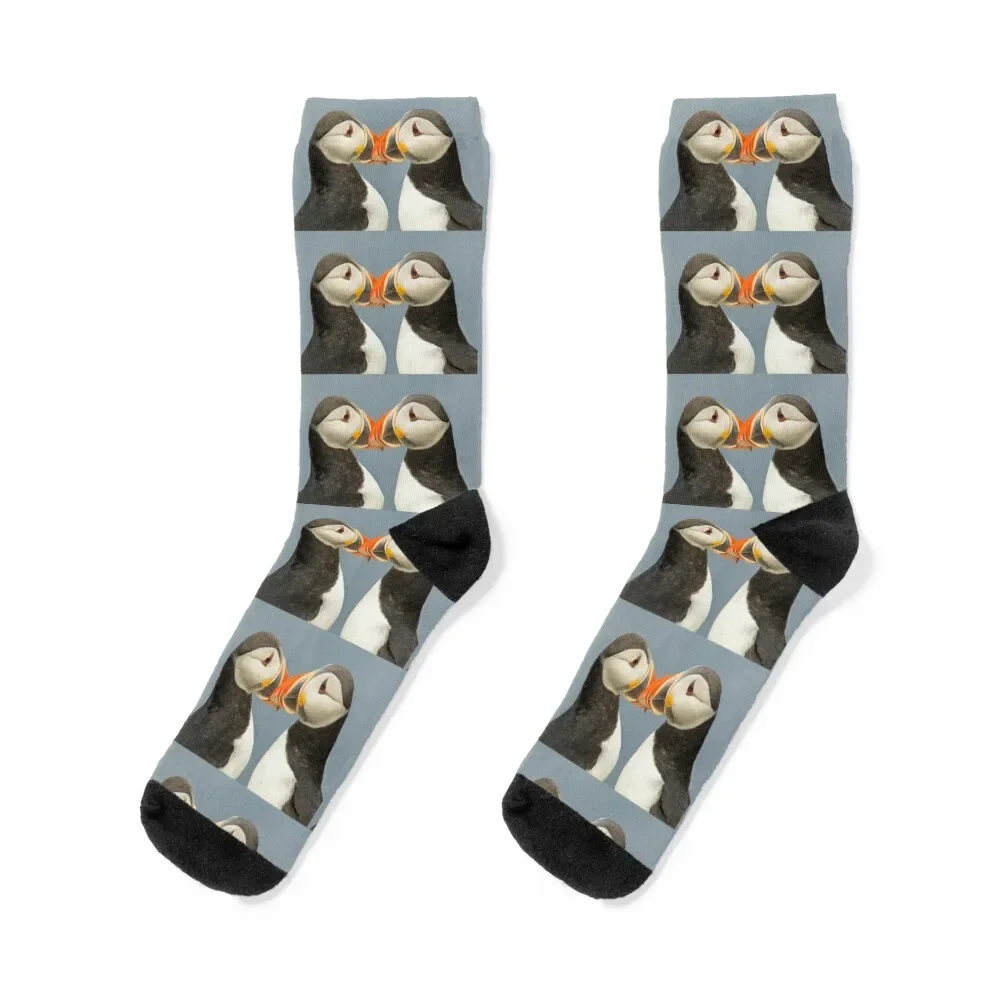 Pair of Atlantic Puffins Socks moving stockings floor winter thermal Woman Socks Men's