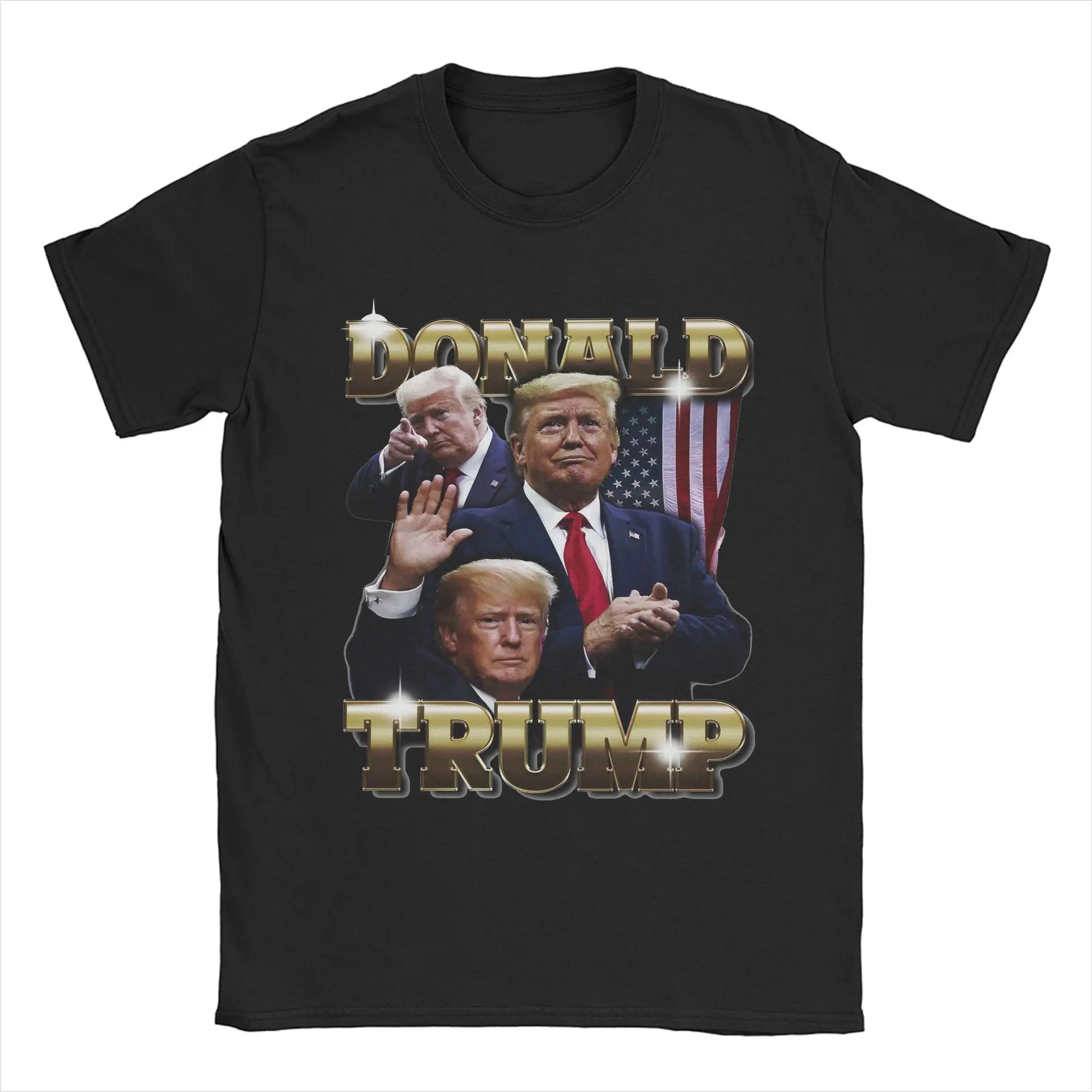 Fashion Donald Trump 90s Vintage Bootleg T-Shirt Men Crew Neck 100% Cotton T Shirt  Short Sleeve Tees Classic Clothes