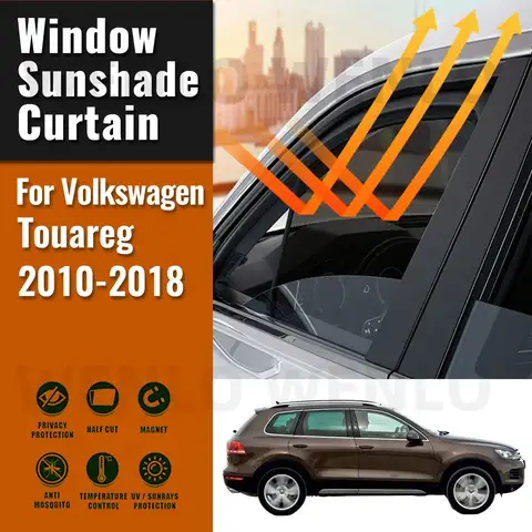 폭스바겐 VW 투아렉 7P 2010-2018 용 마그네틱 자동차 차양 바이저, 전면 후면 윈드 실드 커튼, 측면 창문 선 쉐이드