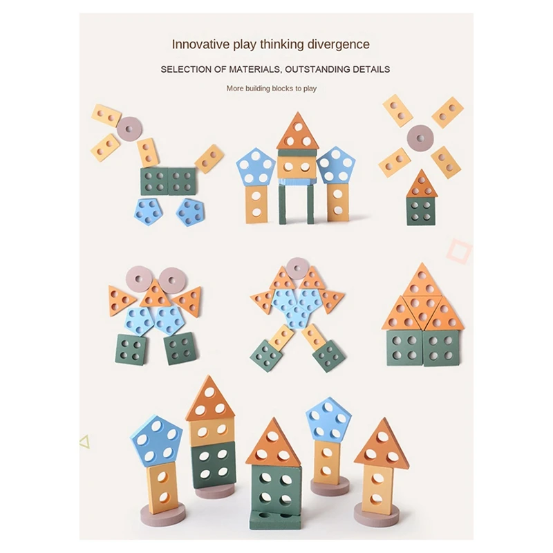 Wooden Sorting & Stacking Puzzle For Toddlers & Preschoolers, Develops Fine Motor Skills For 1 Year Olds