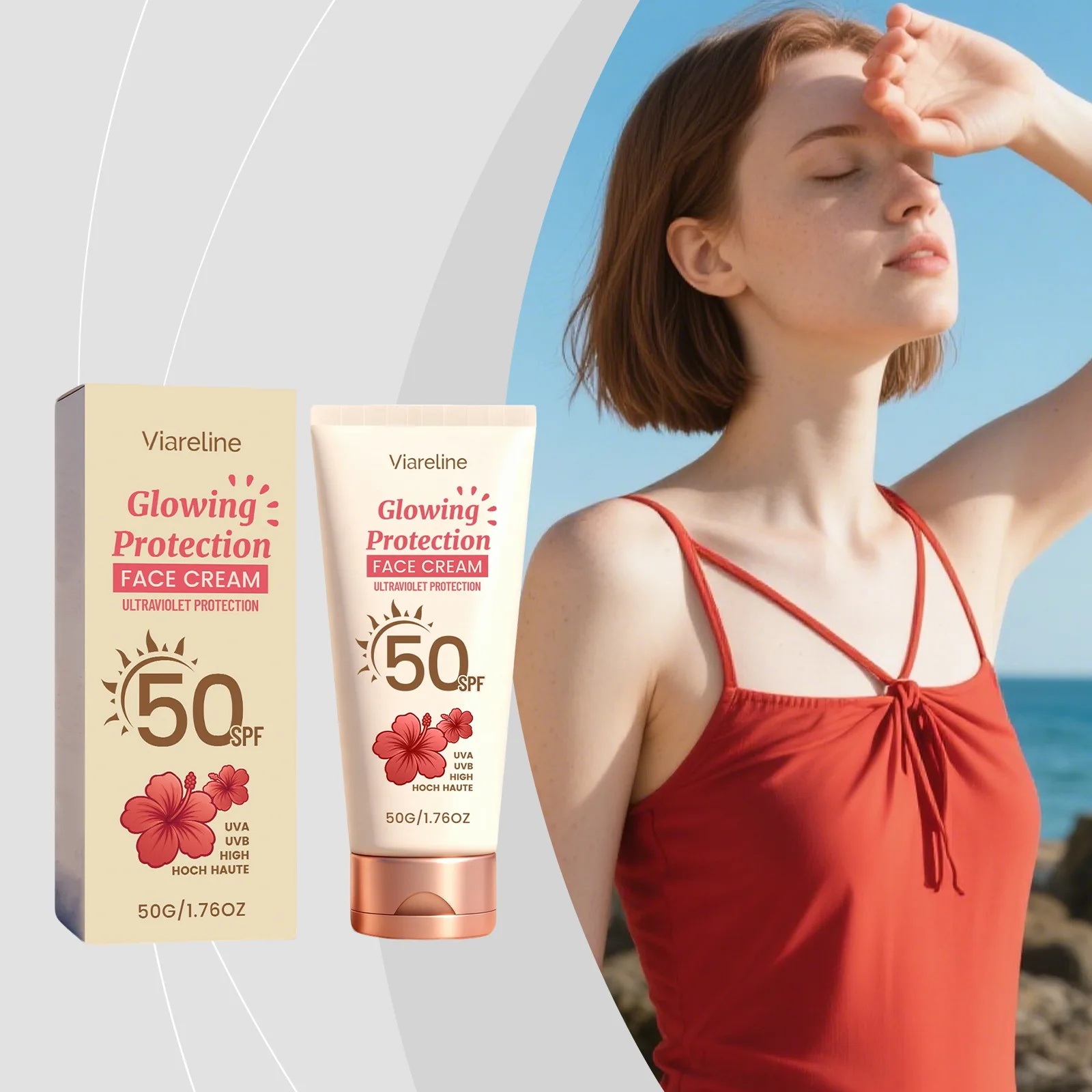 VIARELINE Facial protective cream, lightweight texture, refreshing and non-greasy, easy to apply, daily skin care cream