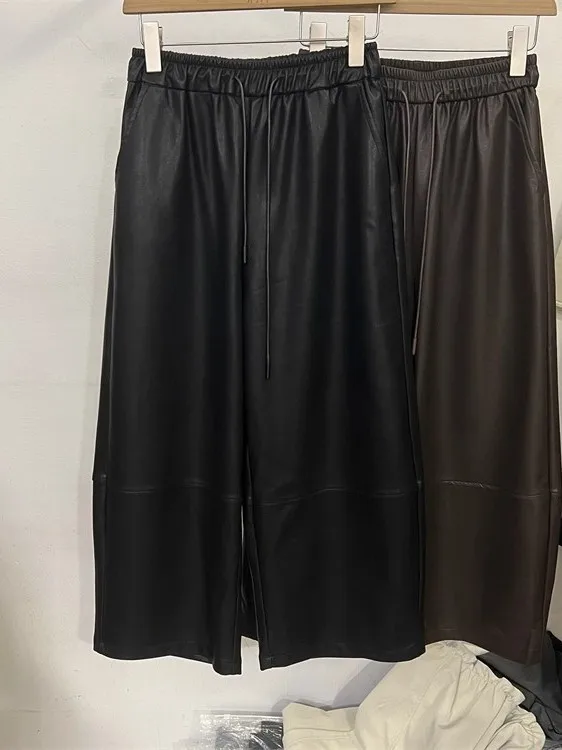 

Loose Fit Straight Leg Dstring Waist Elastic Belt Retro Hong Kong Sle Casual Pants for Men And Women Autumn Winter