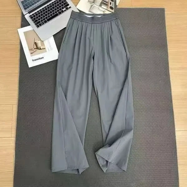 2026 Trendige, lockere Freizeithose für Kinder, Sommer, hohe Taille, dünne Yogahose, atmungsaktiv, fließend, gerader Schnitt, weites Bein, Sweatpants – Detail 6