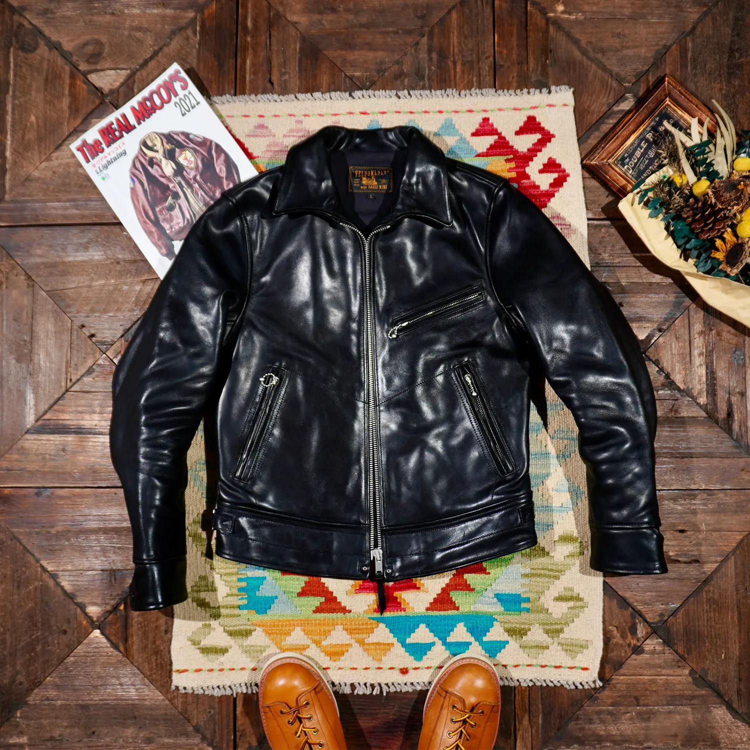 

1.5Mm Mulholland Road leather wooden box vegetable tanned batik top layer horse leather locomotive 1930 jacket