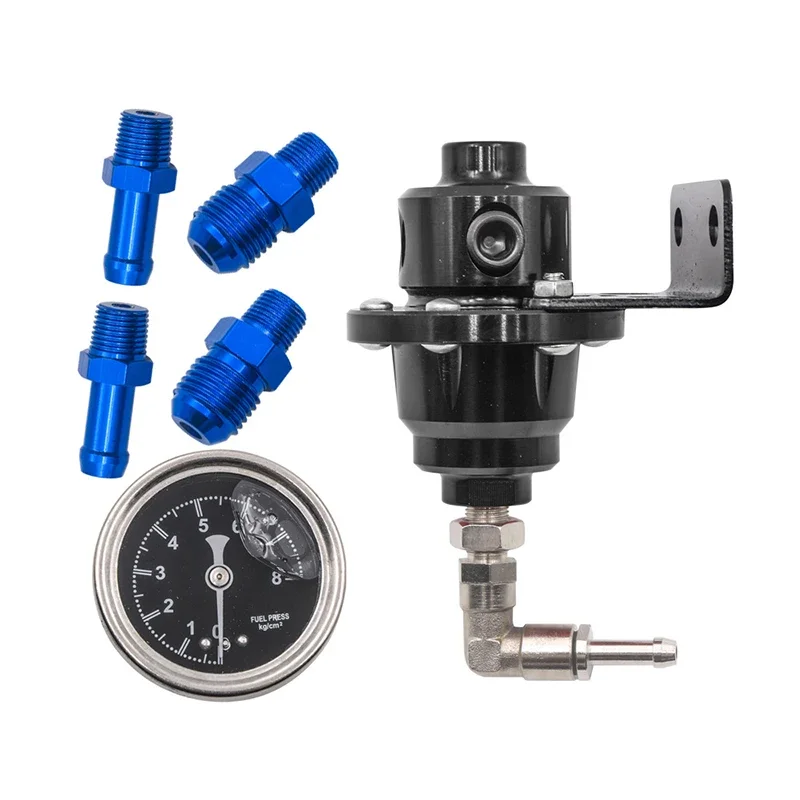 Universal Auto Pressure Regulator Adjustable Aluminum Fuel Pressure Regulator With Gauge Kit Auto Replacement Parts