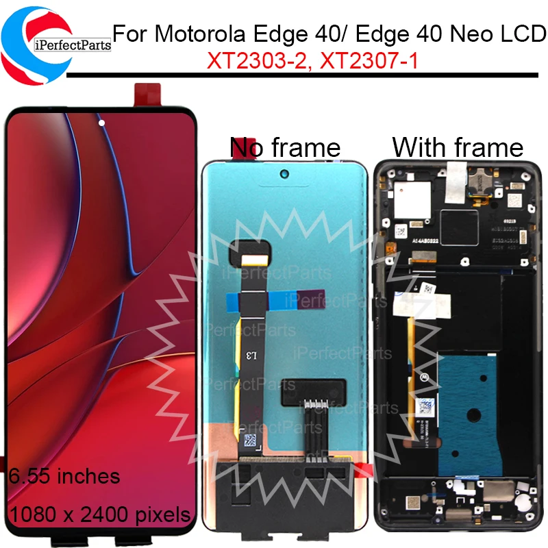 6.55'' For Motorola Edge 40 LCD with frame XT2303-2 Display Screen Touch Panel Digitizer For Moto Edge 40 Neo LCD XT-2307-1