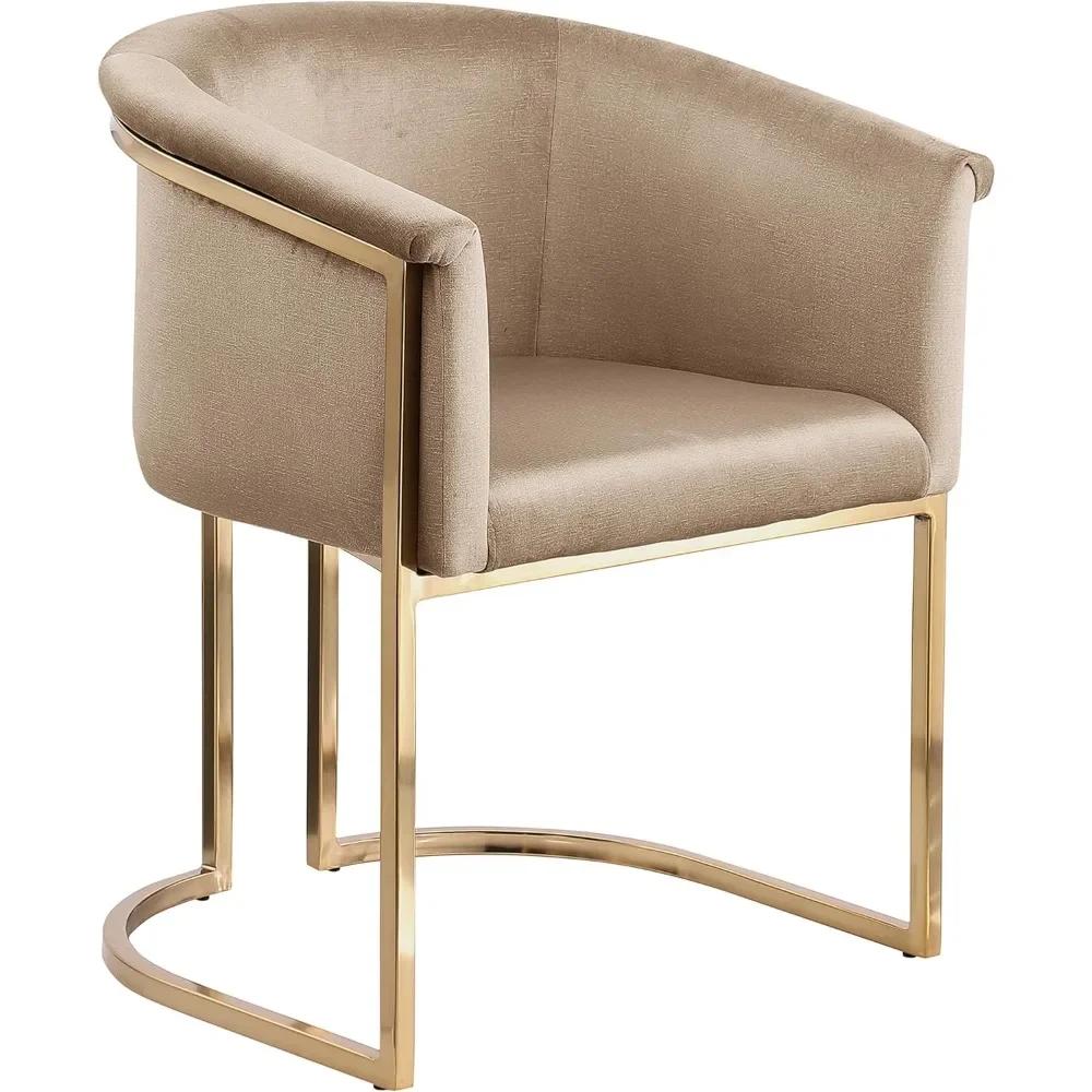 758Beige-C Tierra Collection Modern | Contemporary Upholstered Dining Chair with Luxurious Beige Velvet, Brushed Brass Finish