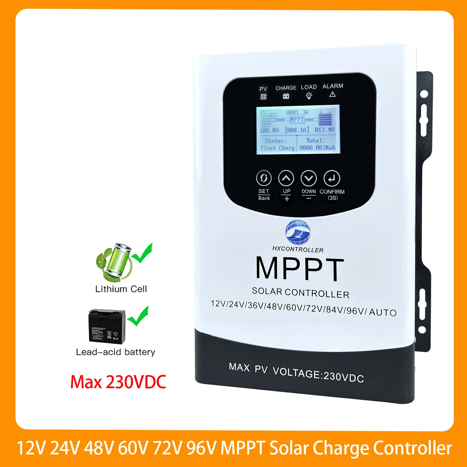 

230VDC MPPT Solar Charge Controller 12V 48V 60V 72V 96V 100A PV Support WIFI Monitor For Lifepo4 Lithium GEL Lead acid Battery