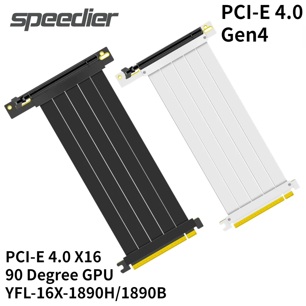 

Universal PCIe 4.0 X16 Riser Cable [RTX3090 RX6900XT x570 B550 Tested] Shielded High Speed 90/180 Degree Gaming PCI Express Gen4