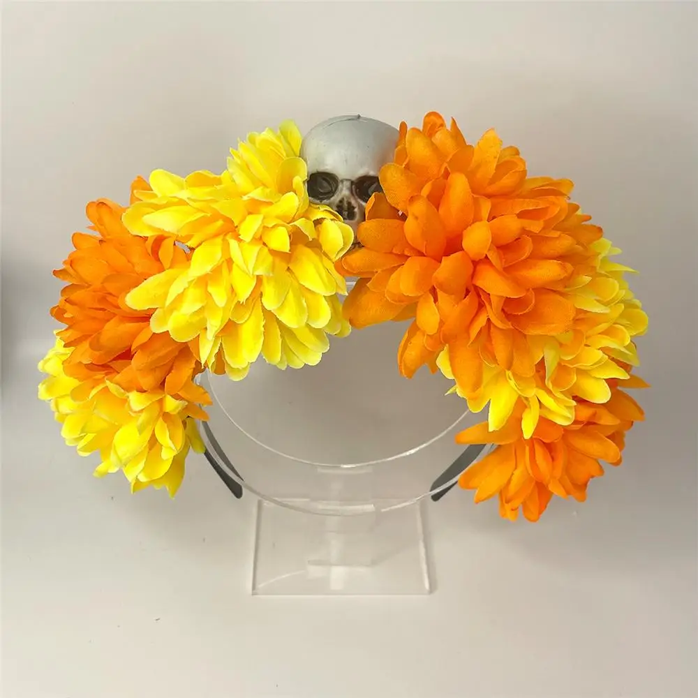 Unique Spider Skull Halloween Headpiece Party Costume Hair Accessories Flower Headbands Mexican Rose Flower Crown for Women