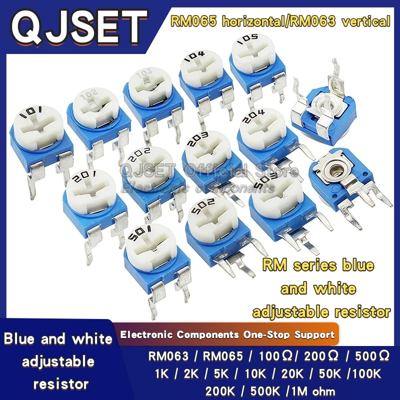 20pcs RM-065 RM063 Series 100 200 500 1K 2K 5K 10K 20K 50K 100K 200K 500K 1M Ohm Trimpot Trimmer Potentiometer Variable Resistor