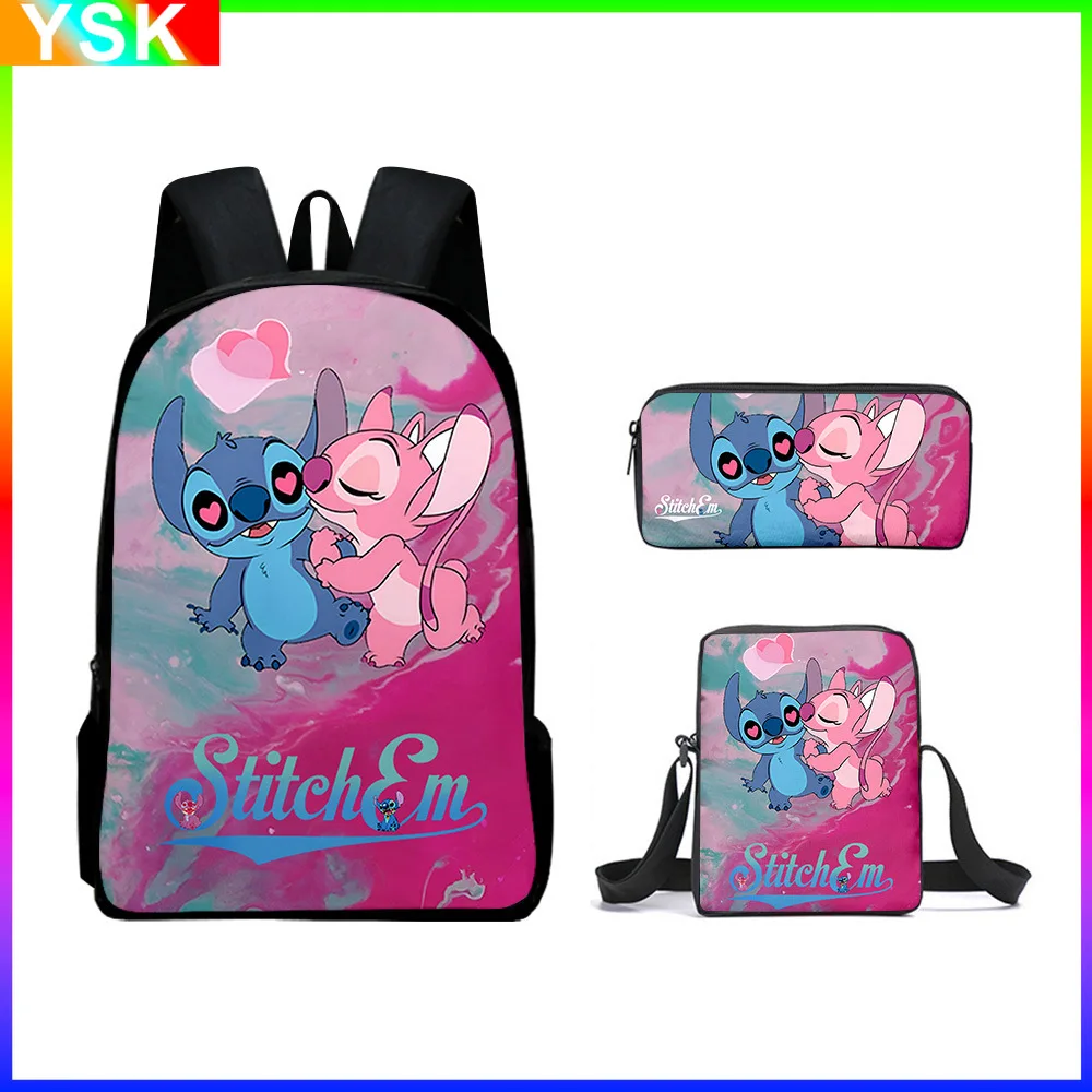 3 pz-set MINISO Disney nuovo completamente stampato Cartoon Stitch animazione borsa da scuola zaino borsa a tracolla borsa a penna zaino borsa da esterno