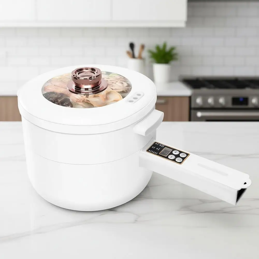 

Многофункциональная портативная электрическая кастрюля-мультиварка 1,8 л с антипригарным покрытием и пароваркой, защита от выкипания для приготовления лапши, стейков, яиц и др.