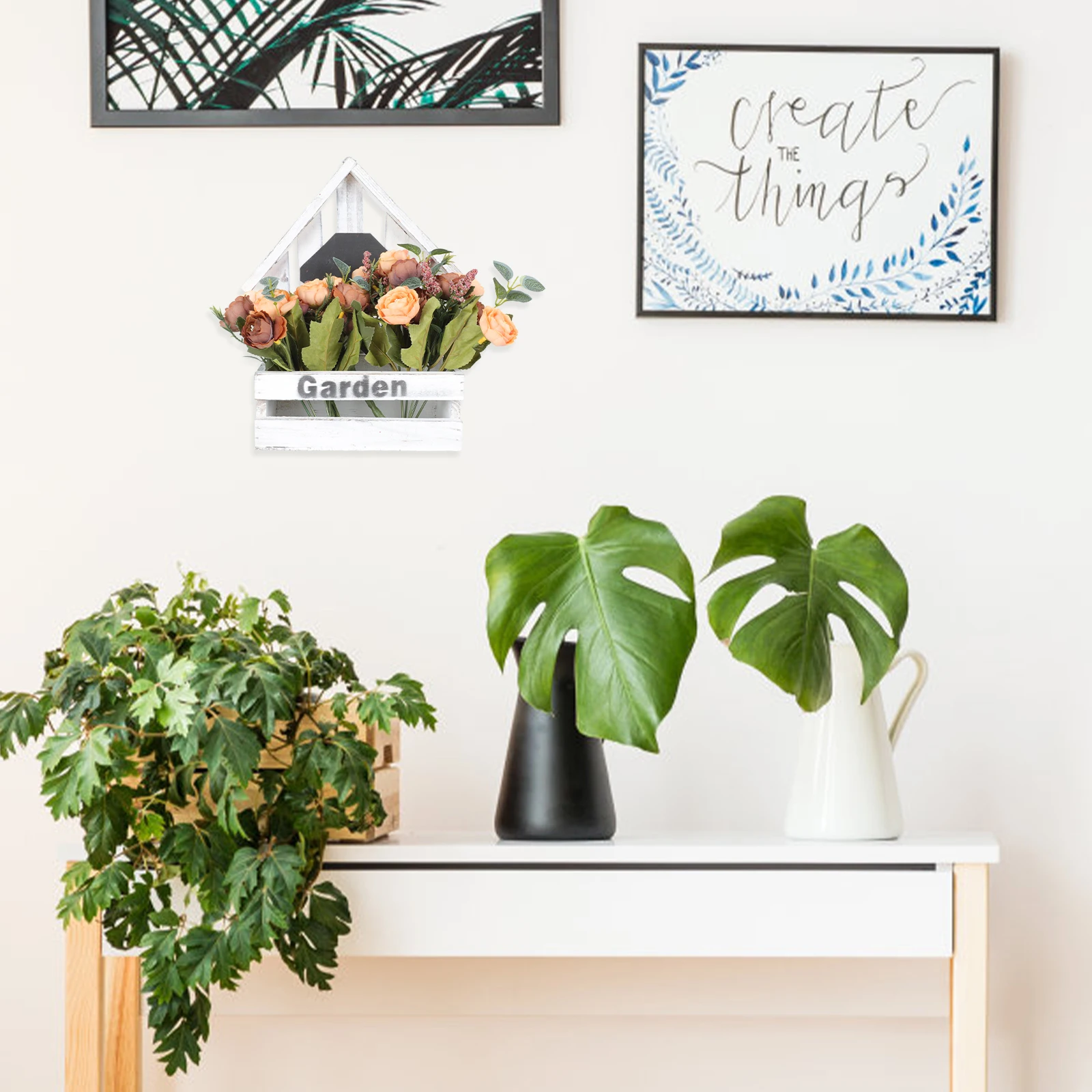 

Fake Flower Wall PendantRoseDurable Long term Use Bright Warm Room Indoor Scene Garden Hanging Plastic Plants Decor