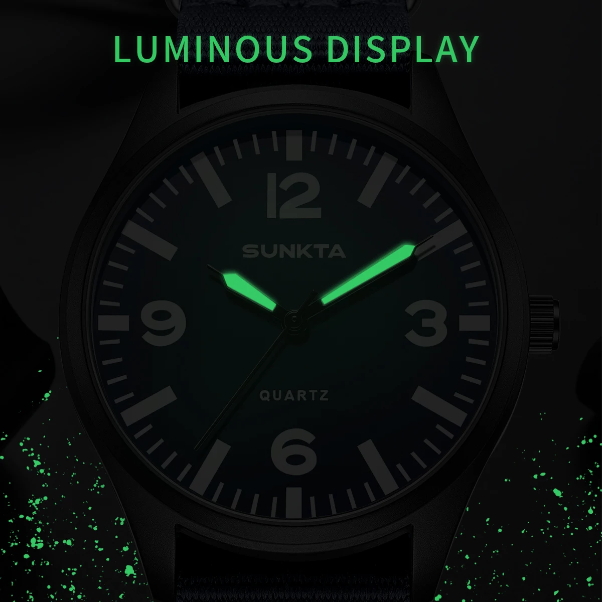 SUNKTA Brand Luxury Men Quartz Watch Date Nylon Leather Waterproof Luminous Military Sports Watches For Men relogios masculino