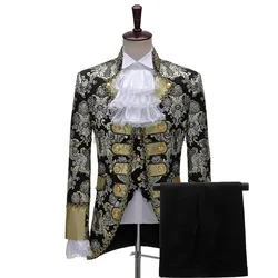 Adult Men 4PCS Set Victorian Steampunk Royal Prince Costume Vintage Baroque Jacket Coat Pants Tie Wedding Groom Blazer Suit