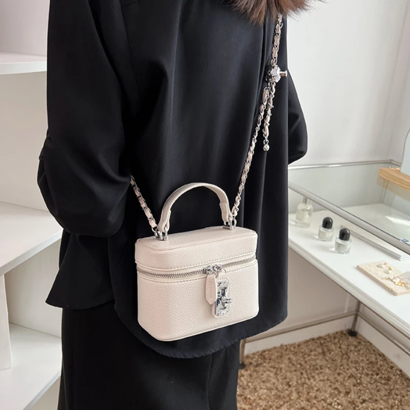 Women Square Handbags 2024 Summer Fashion Chains Crossbody Bags Texture PU Shoulder Bag Elegant Chic Mini Mobile Phone Bags