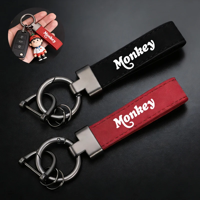 LOGO Alloy Luxury Suede Leather Keychain Car Key Chain For Honda Monkey 125 Z125 Z 125 Z120 Monkey125 2018-2026