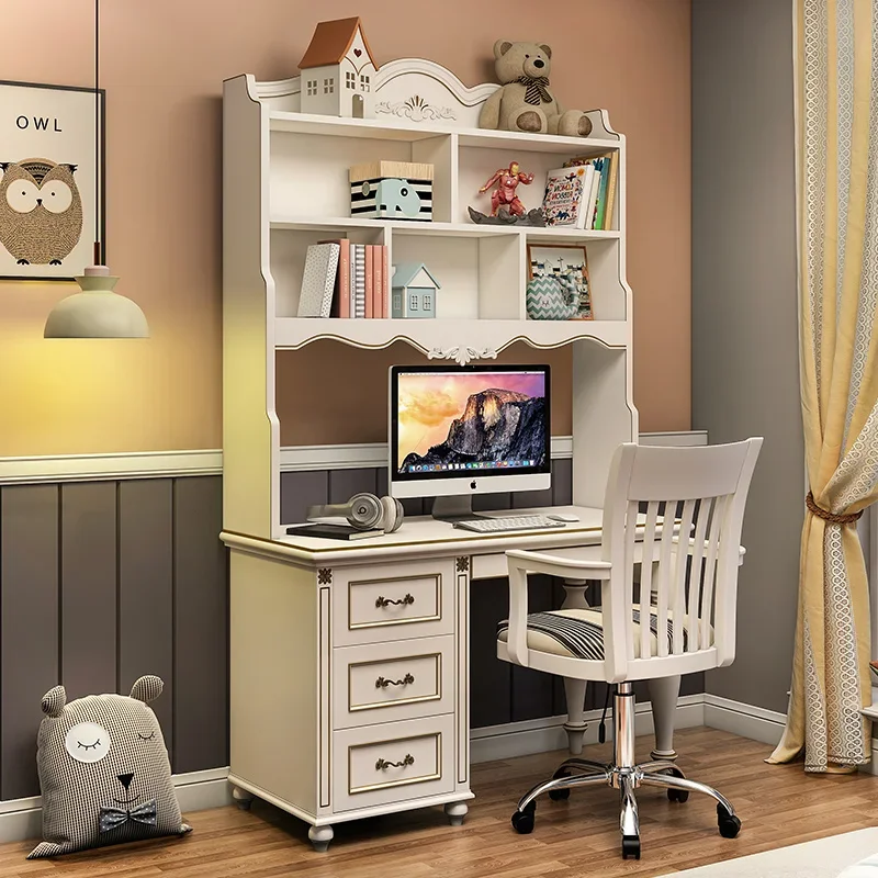 American right-angle desk bookshelf combination