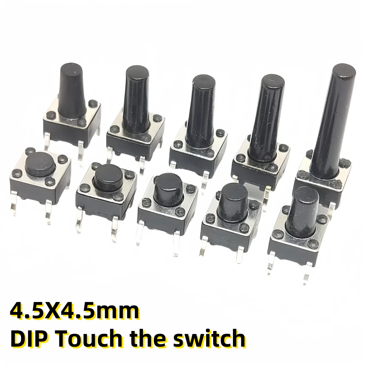 50pcs Power Switch 4Pins 4.5 X4.5mm Touch Switch Pin Vertical Micro Motion Button Micro Button PCB Panel Keypad Button Switch